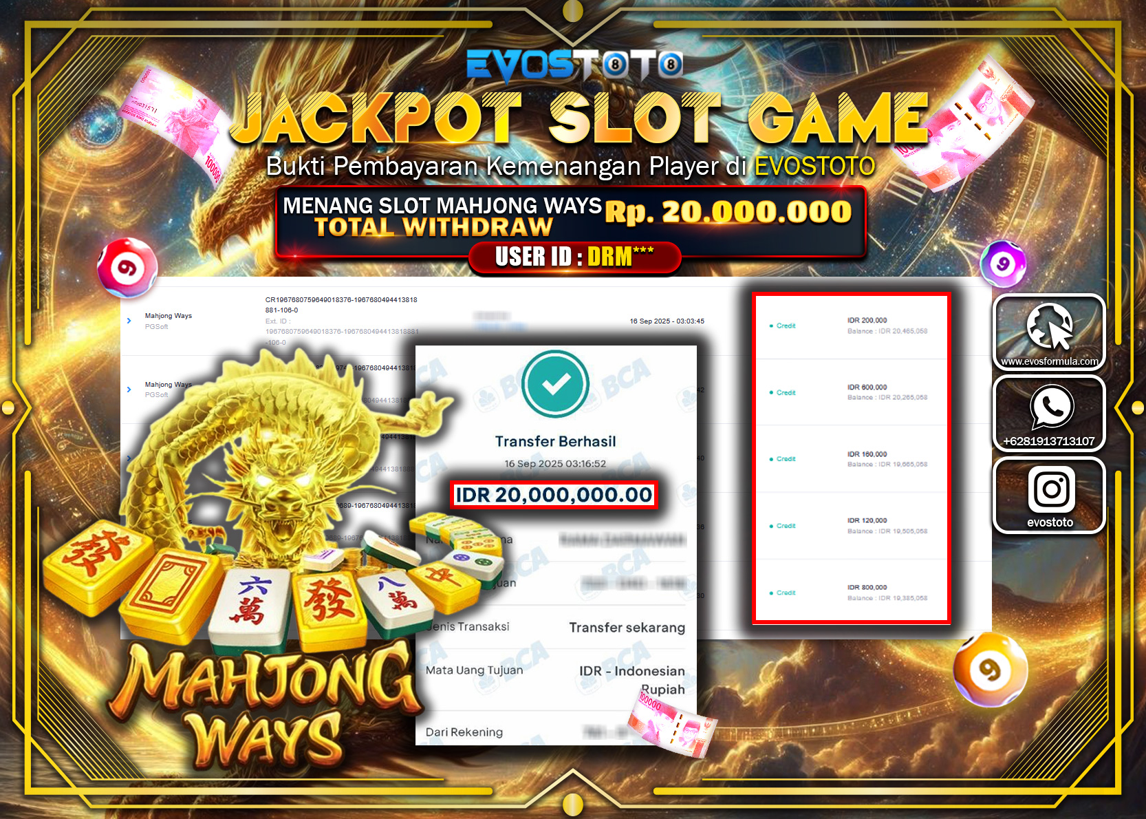 PEMBAYARAN JACKPOT SLOT MAHJONG WAYS Rp20.000.000 DI BAYAR LANGSUNG !