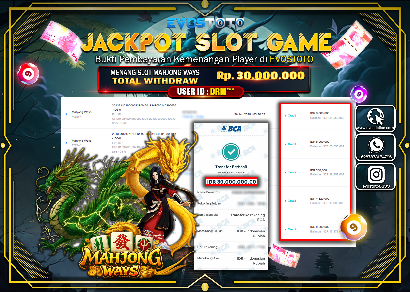 PEMBAYARAN JACKPOT SLOT MAHJONG WAYS Rp.30.000.000 DI BAYAR LANGSUNG !