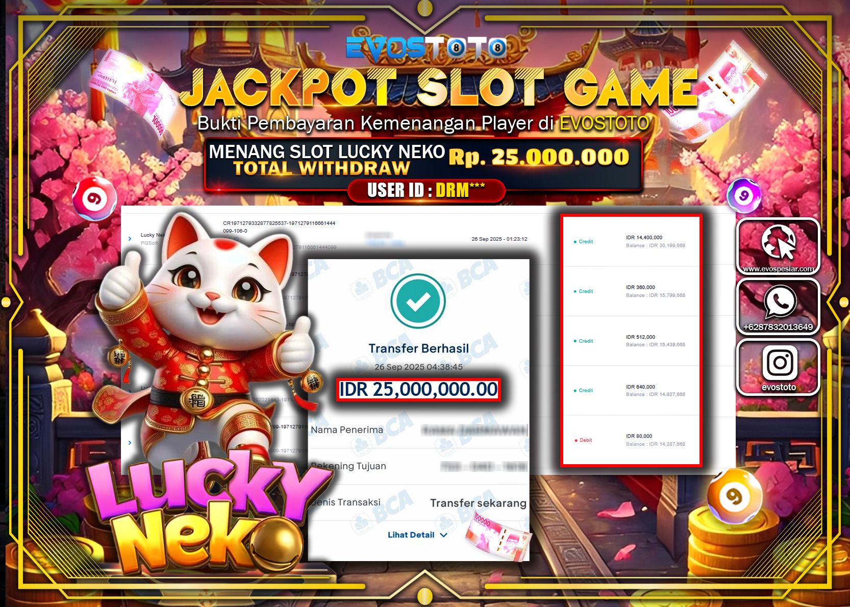 PEMBAYARAN JACKPOT SLOT LUCKY NEKO Rp25.000.000 DI BAYAR LANGSUNG !