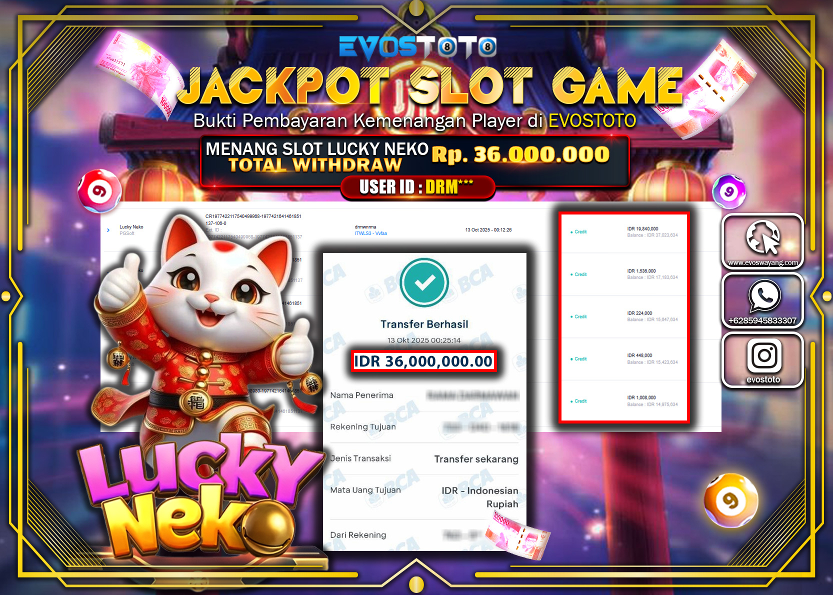 PEMBAYARAN JACKPOT SLOT LUCKY NEKO Rp36.000.000 DI BAYAR LANGSUNG !