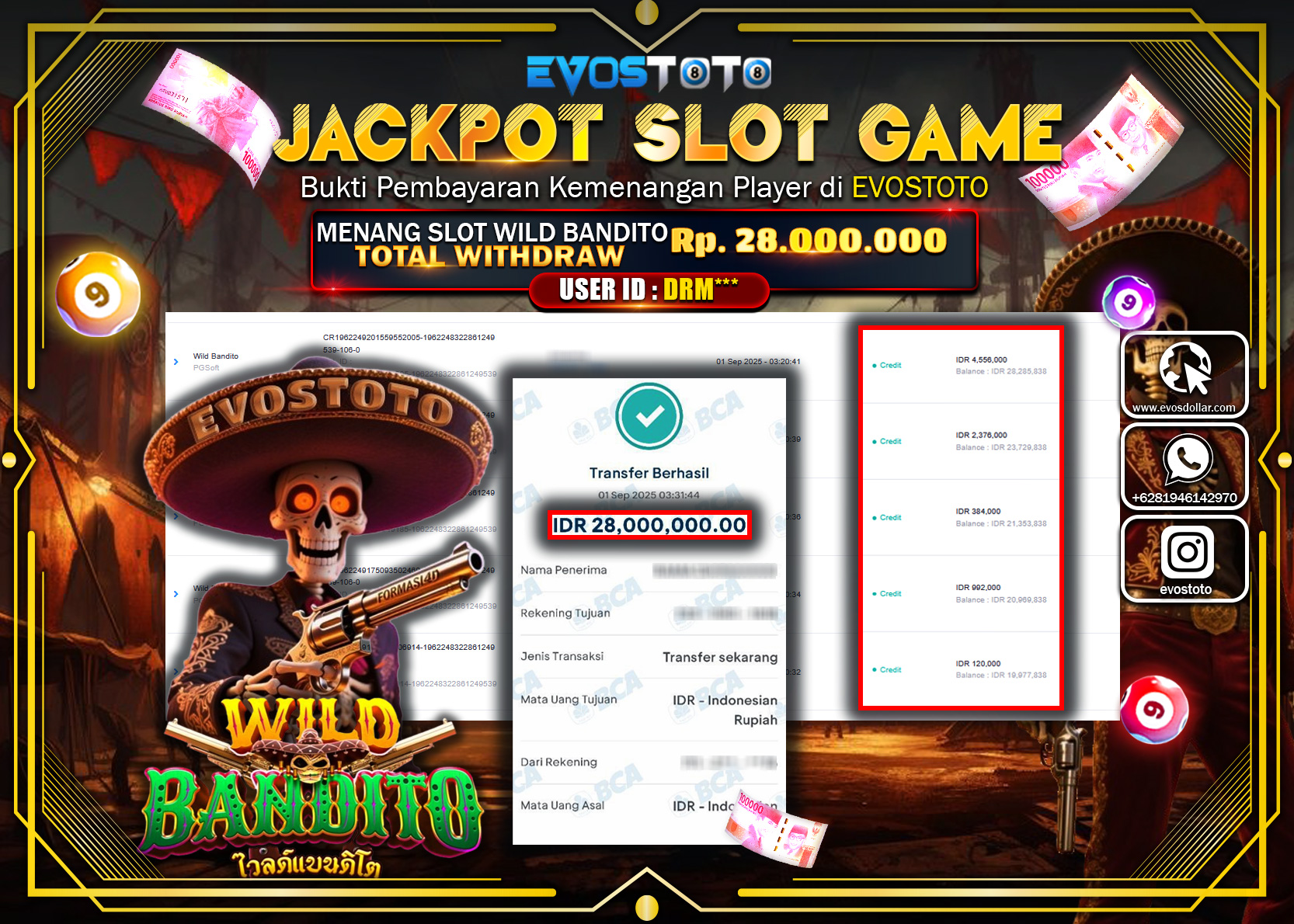 PEMBAYARAN JACKPOT SLOT WILD BANDITO Rp28.000.000 DI BAYAR LANGSUNG !