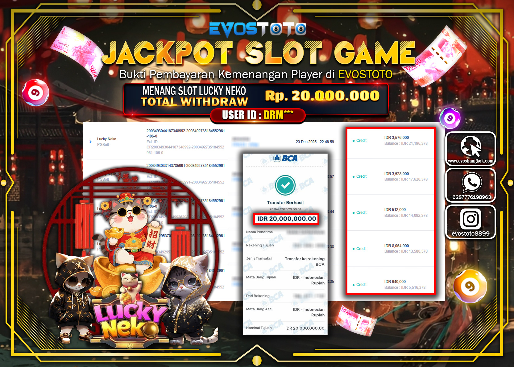 PEMBAYARAN JACKPOT SLOT LUCKY NEKO Rp.20.000.000 DI BAYAR LANGSUNG !