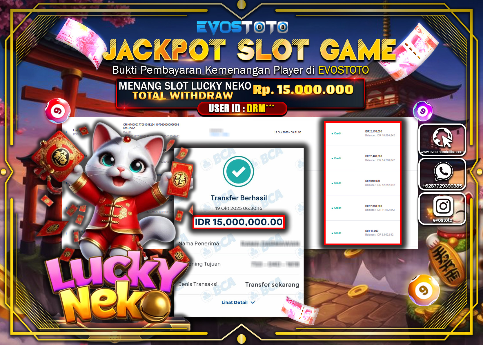 PEMBAYARAN JACKPOT SLOT LUCKY NEKO Rp15.000.000 DI BAYAR LANGSUNG !