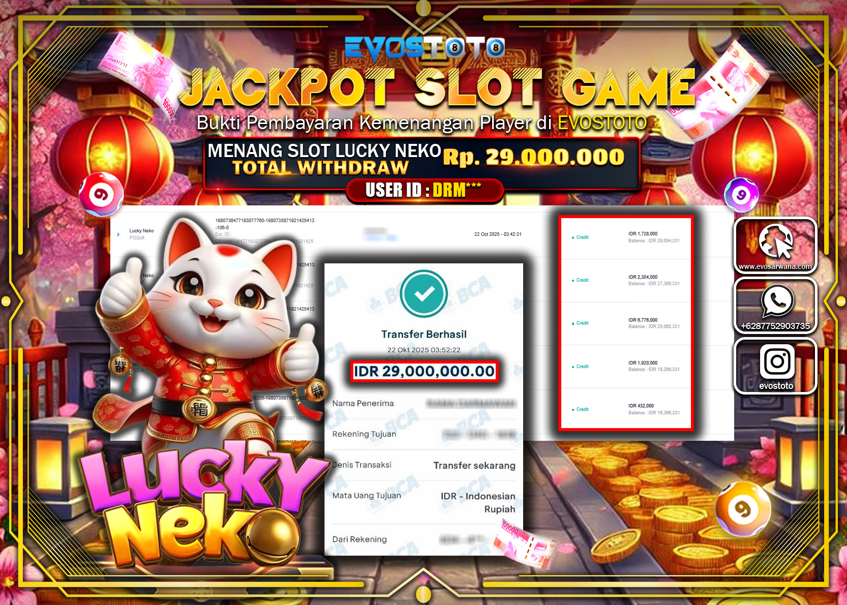 PEMBAYARAN JACKPOT SLOT LUCKY NEKO Rp29.000.000 DI BAYAR LANGSUNG !