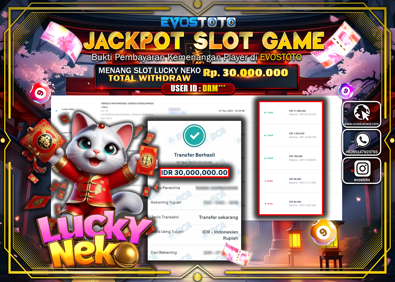 PEMBAYARAN JACKPOT SLOT LUCKY NEKO Rp30.000.000 DI BAYAR LANGSUNG !