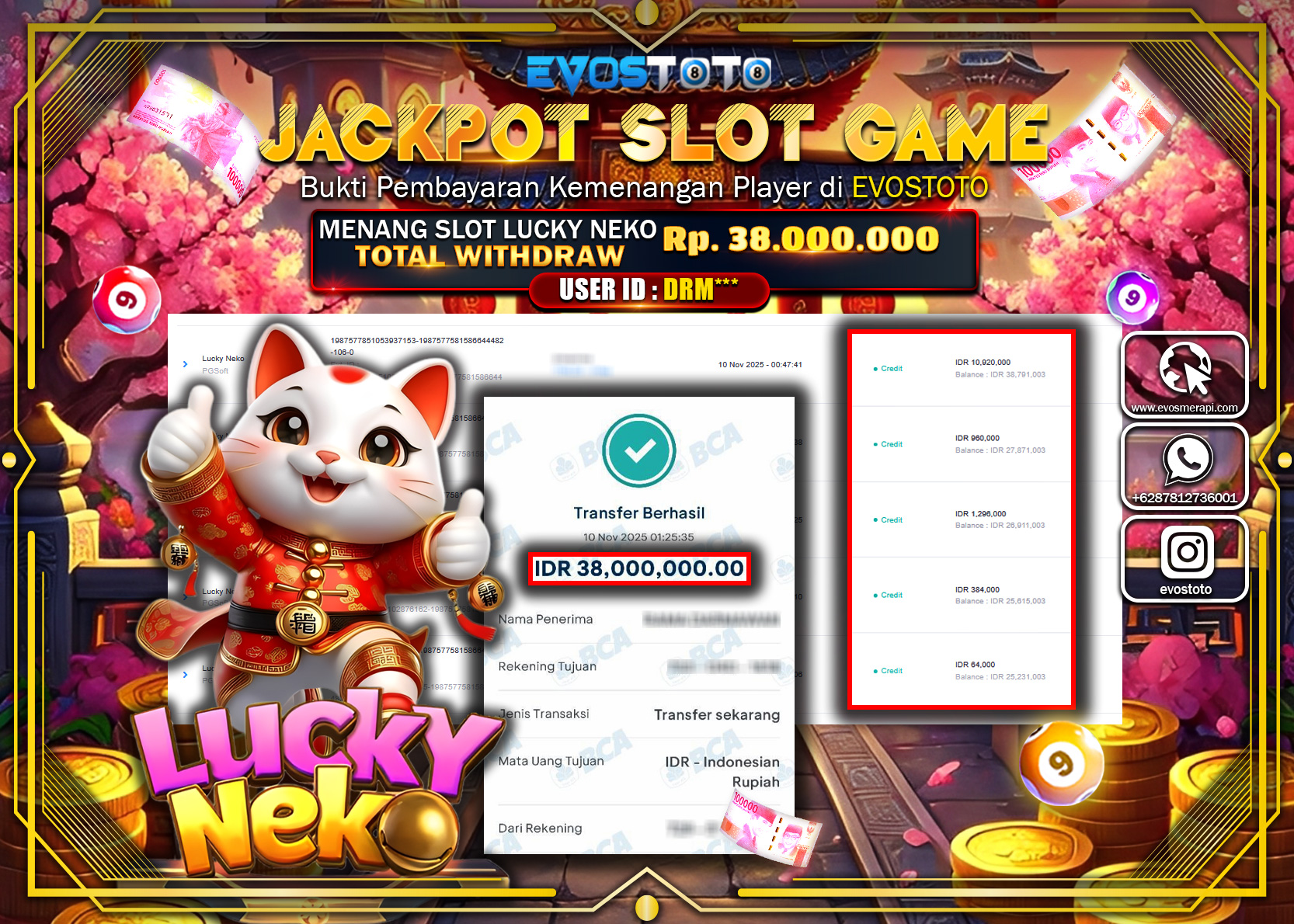 PEMBAYARAN JACKPOT SLOT LUCKY NEKO Rp38.000.000 DI BAYAR LANGSUNG !