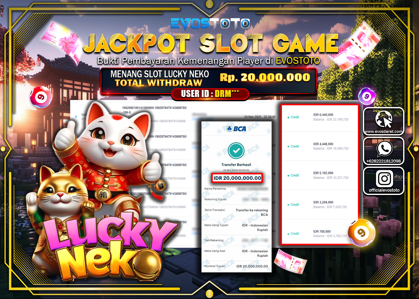PEMBAYARAN JACKPOT SLOT LUCKY NEKO Rp.20.000.000 DI BAYAR LANGSUNG !