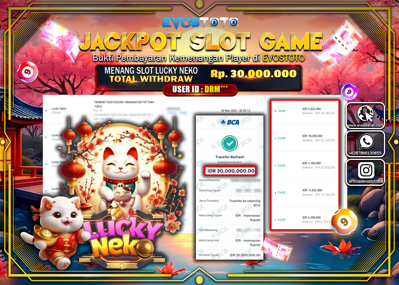 PEMBAYARAN JACKPOT SLOT LUCKY NEKO Rp.30.000.000 DI BAYAR LANGSUNG !
