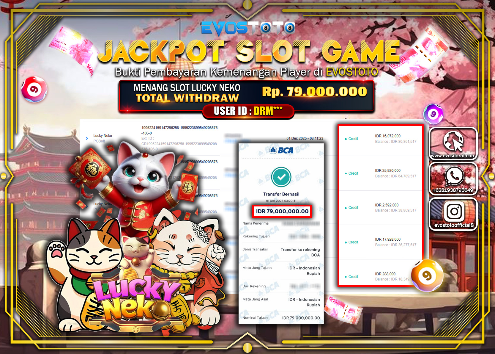 PEMBAYARAN JACKPOT SLOT LUCKY NEKO Rp.79.000.000 DI BAYAR LANGSUNG !