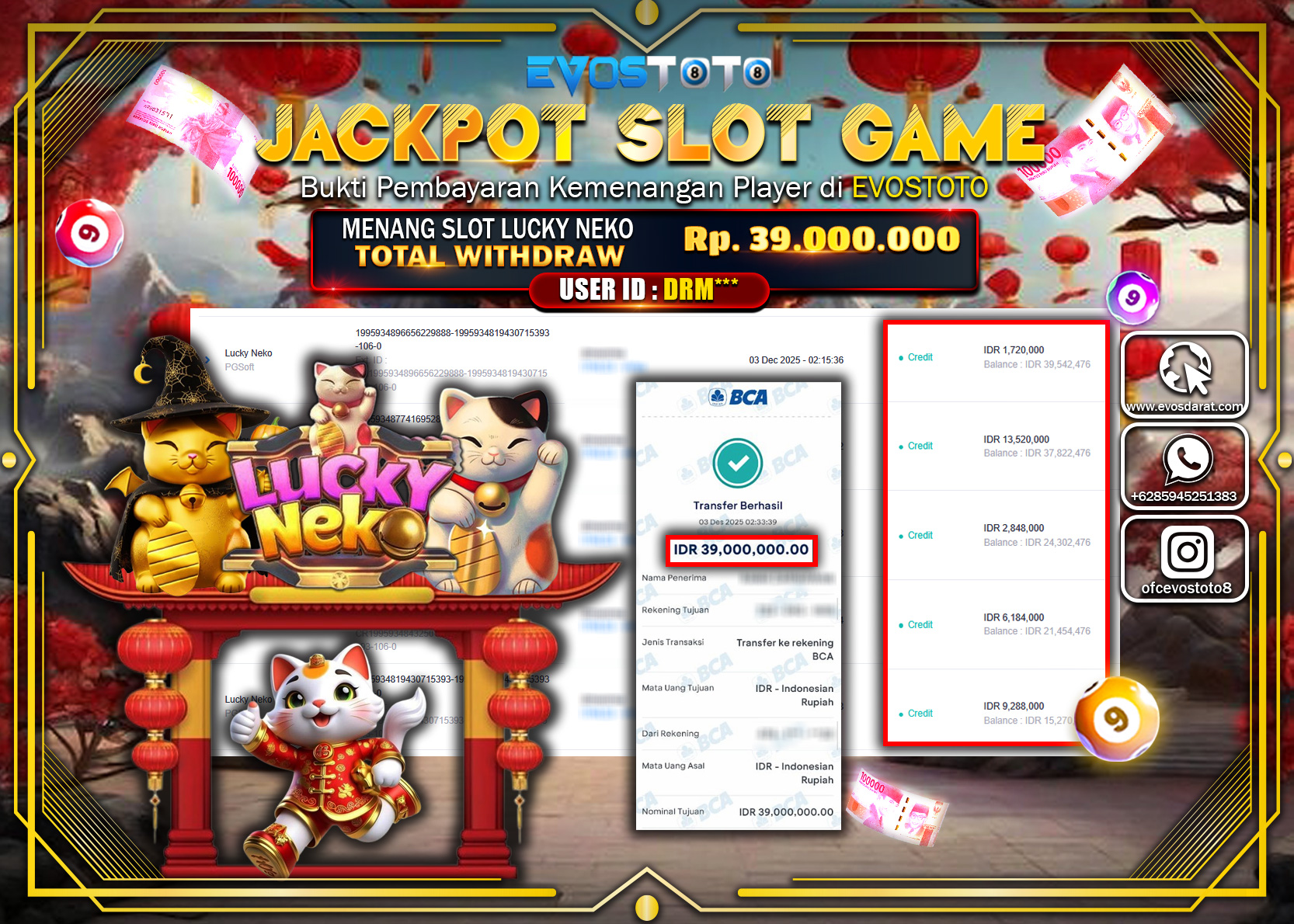 PEMBAYARAN JACKPOT SLOT LUCKY NEKO Rp.39.000.000 DI BAYAR LANGSUNG !