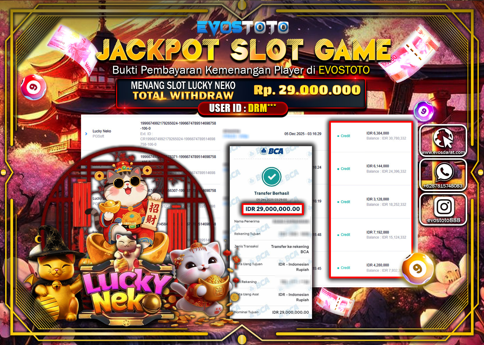 PEMBAYARAN JACKPOT SLOT LUCKY NEKO Rp.29.000.000 DI BAYAR LANGSUNG !