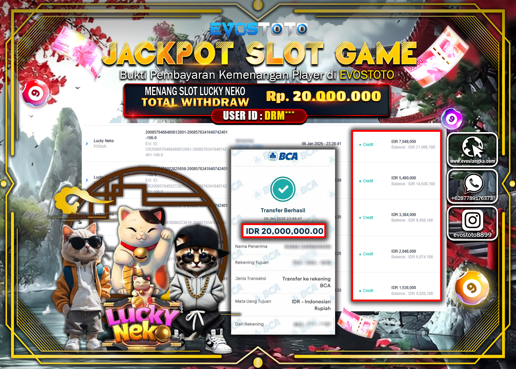 PEMBAYARAN JACKPOT SLOT LUCKY NEKO Rp.20.000.000 DI BAYAR LANGSUNG !