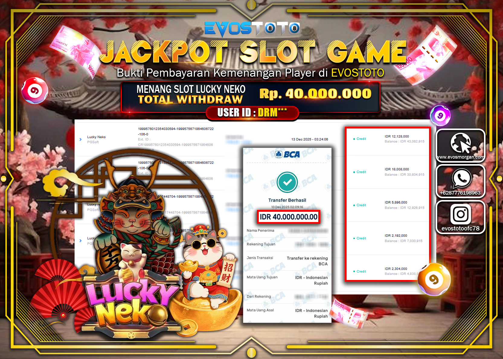 PEMBAYARAN JACKPOT SLOT LUCKY NEKO Rp.40.000.000 DI BAYAR LANGSUNG !