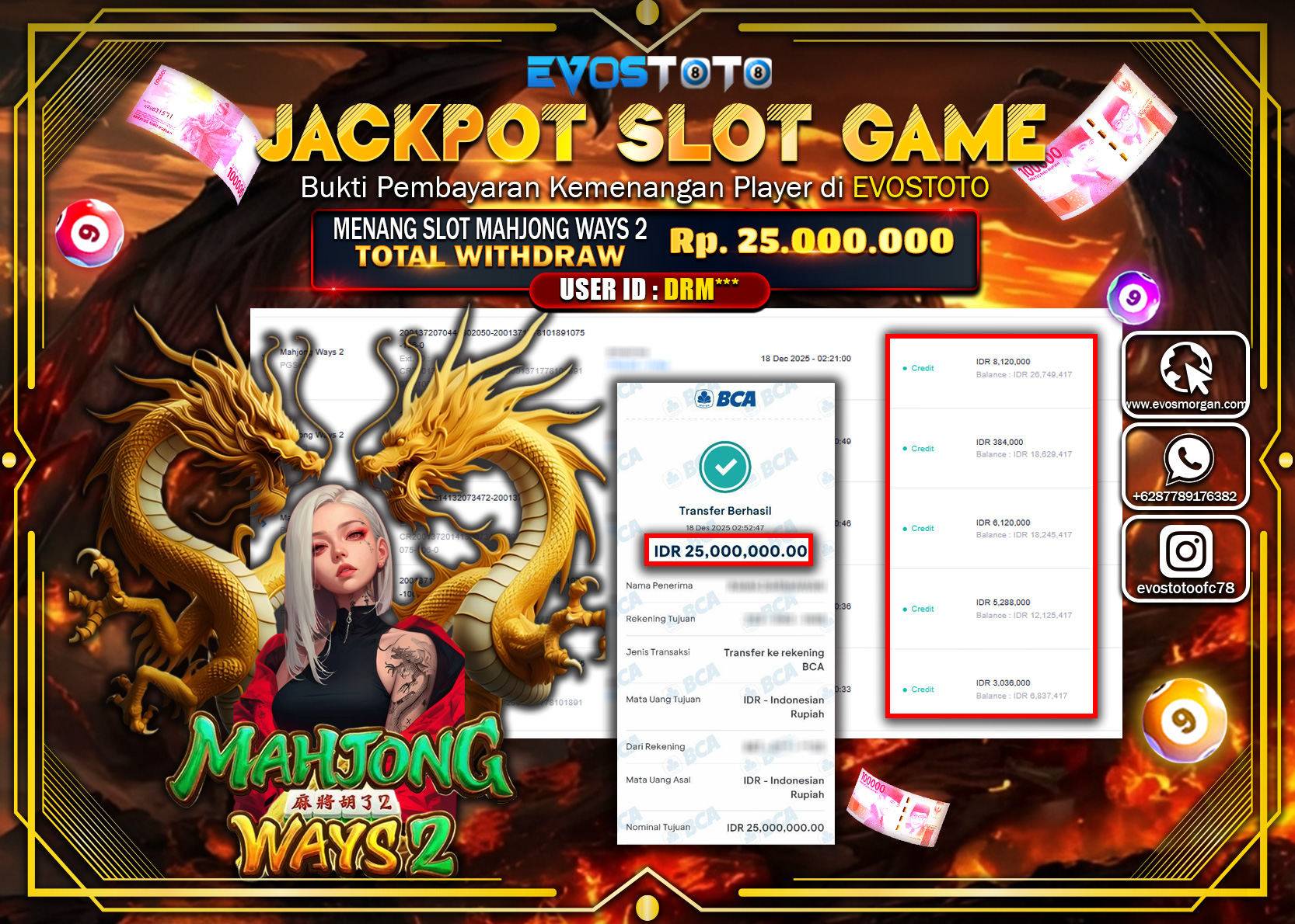PEMBAYARAN JACKPOT SLOT MAHJONG WAYS 2 Rp.25.000.000 DI BAYAR LANGSUNG !