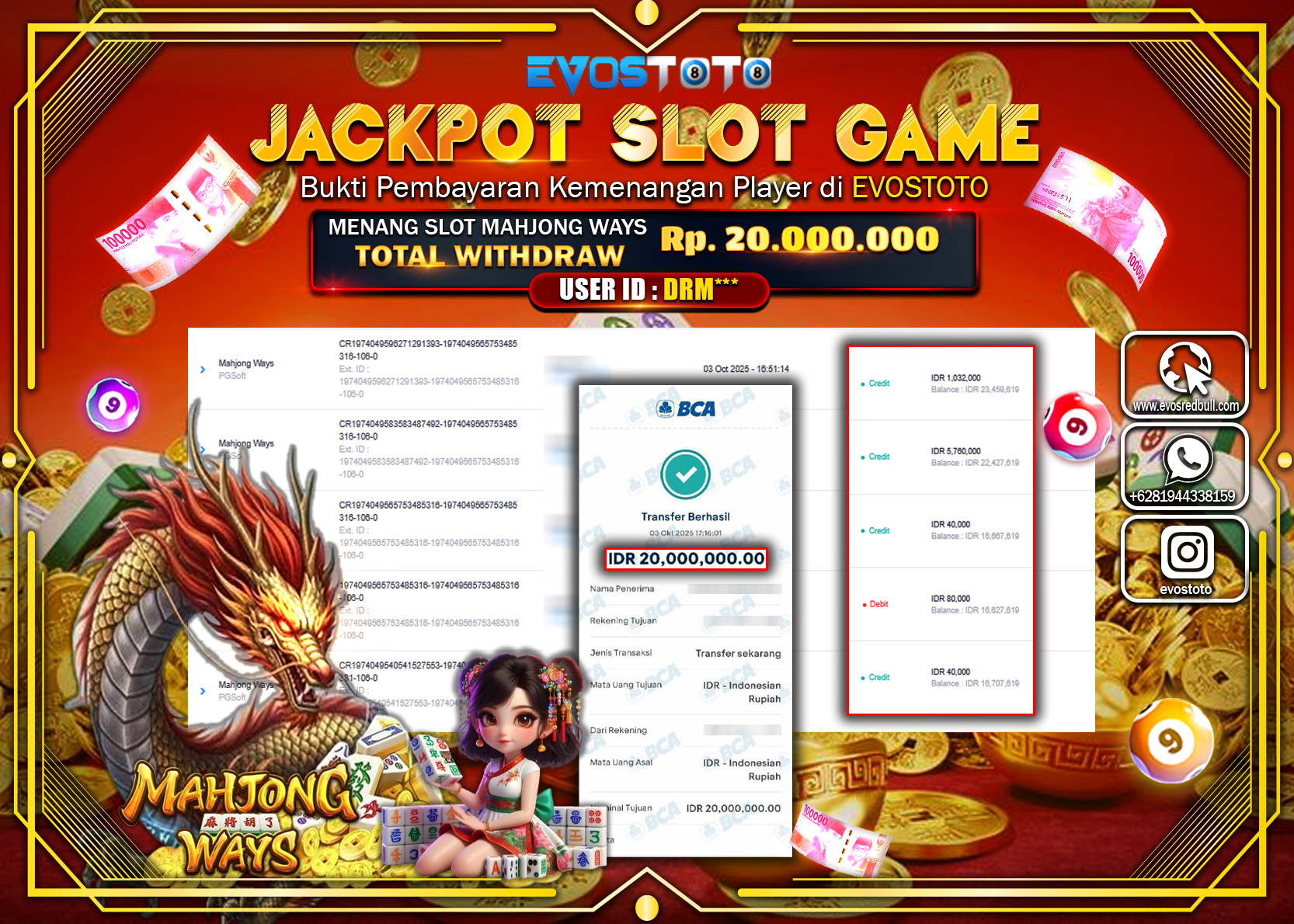 PEMBAYARAN JACKPOT SLOT MAHJONG WAYS   Rp20.000.000 DI BAYAR LANGSUNG !