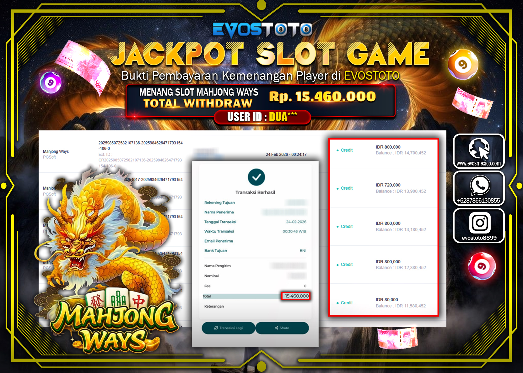 PEMBAYARAN JACKPOT SLOT MAHJONG WAYS Rp.15.460.000 DI BAYAR LANGSUNG !