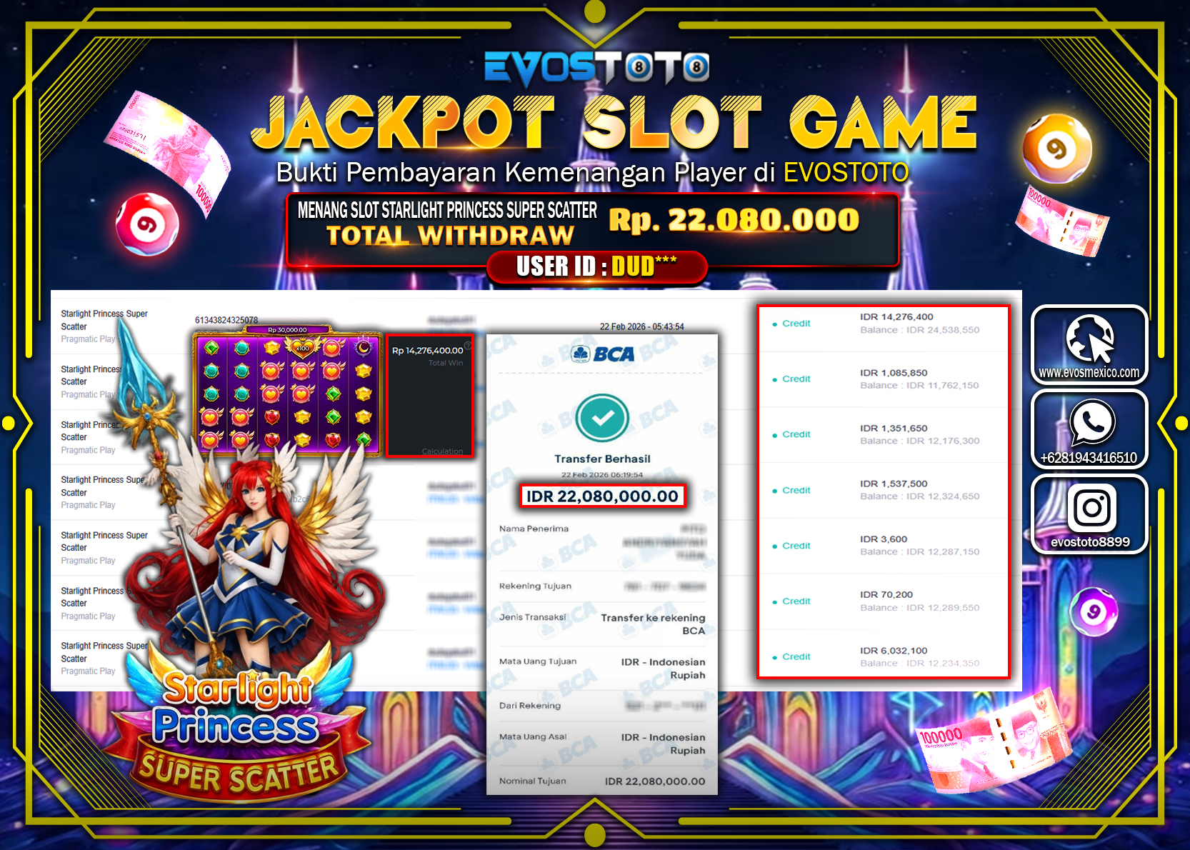 PEMBAYARAN JACKPOT SLOT STARLIGHT PRINCESS SUPER SCATTER Rp.22.080.000 DI BAYAR LANGSUNG !