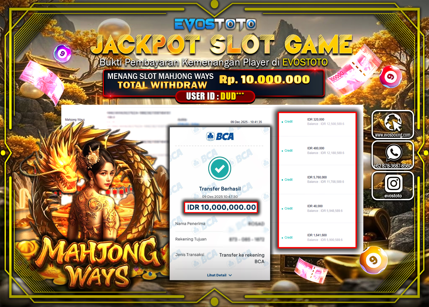 PEMBAYARAN JACKPOT SLOT MAHJONG WAYS Rp.10.000.000 DI BAYAR LANGSUNG !
