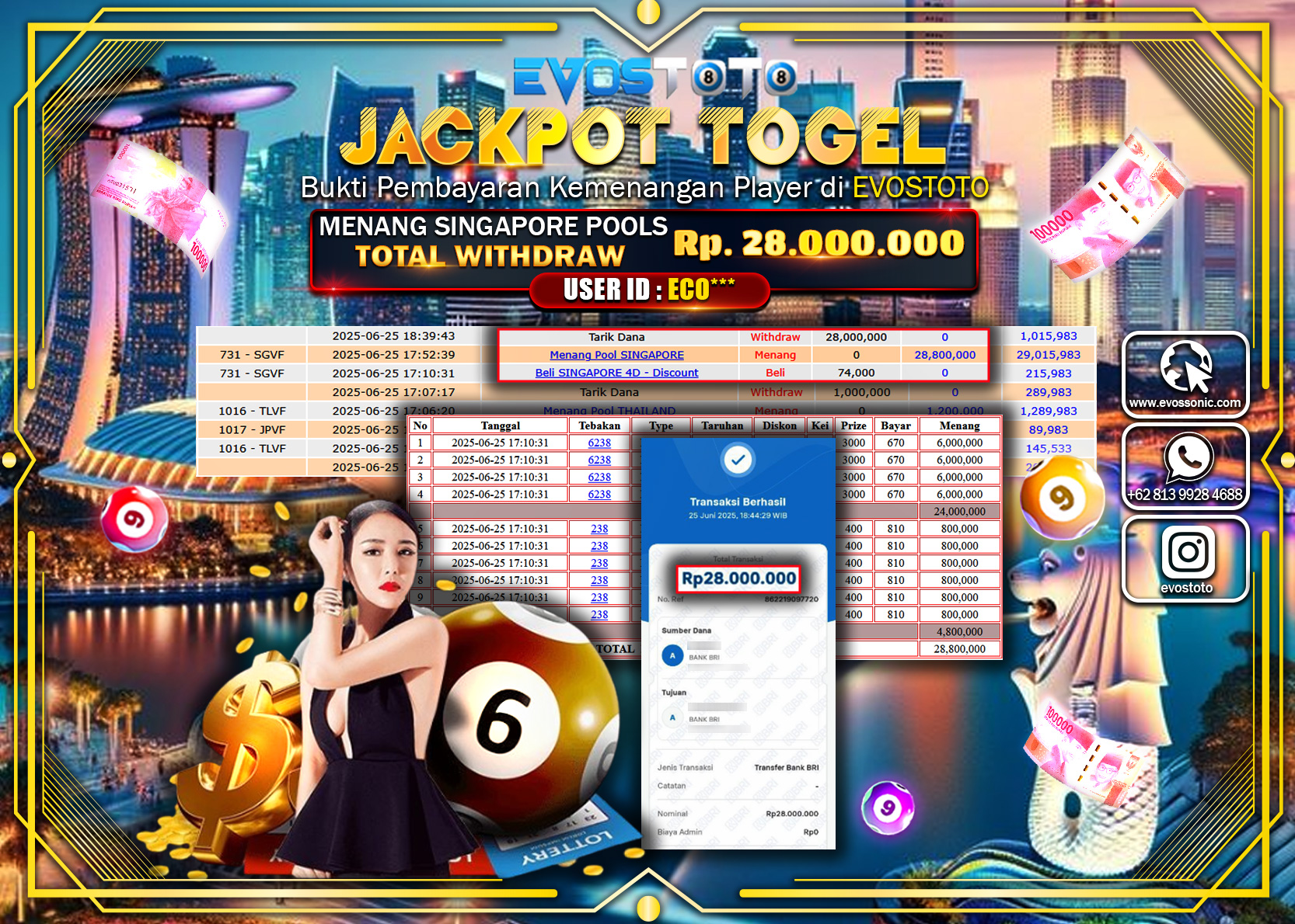 PEMBAYARAN JACKPOT TOGEL SINGAPORE POOLS RP28.000.000 DI BAYAR LANGSUNG !