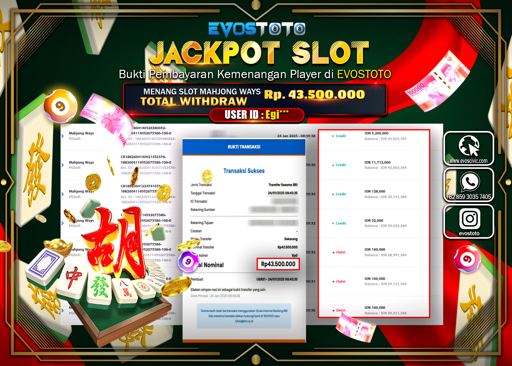 PEMBAYARAN JACKPOT SLOT MAHJONG WAYS Rp.43.500.000 DI BAYAR LANGSUNG !