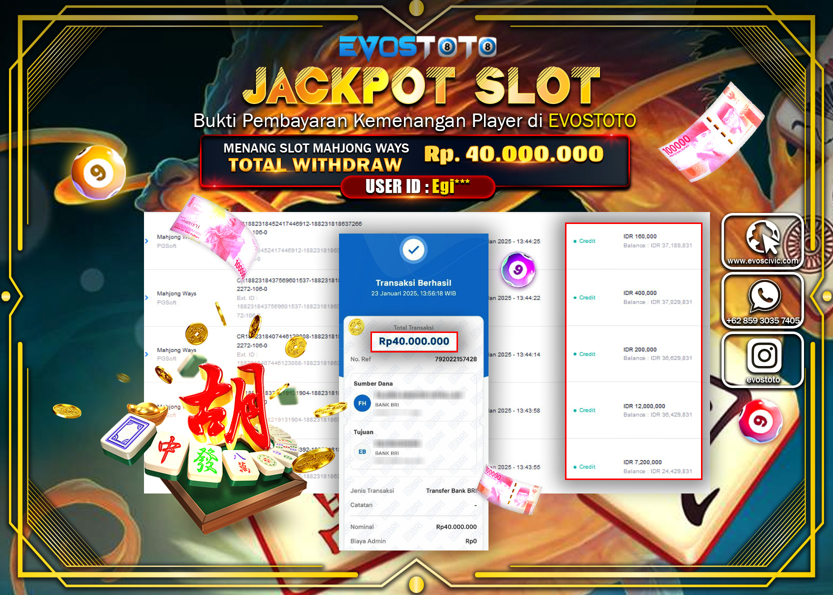 PEMBAYARAN JACKPOT SLOT MAHJONG WAYS  Rp.40.000.000 DI BAYAR LANGSUNG !
