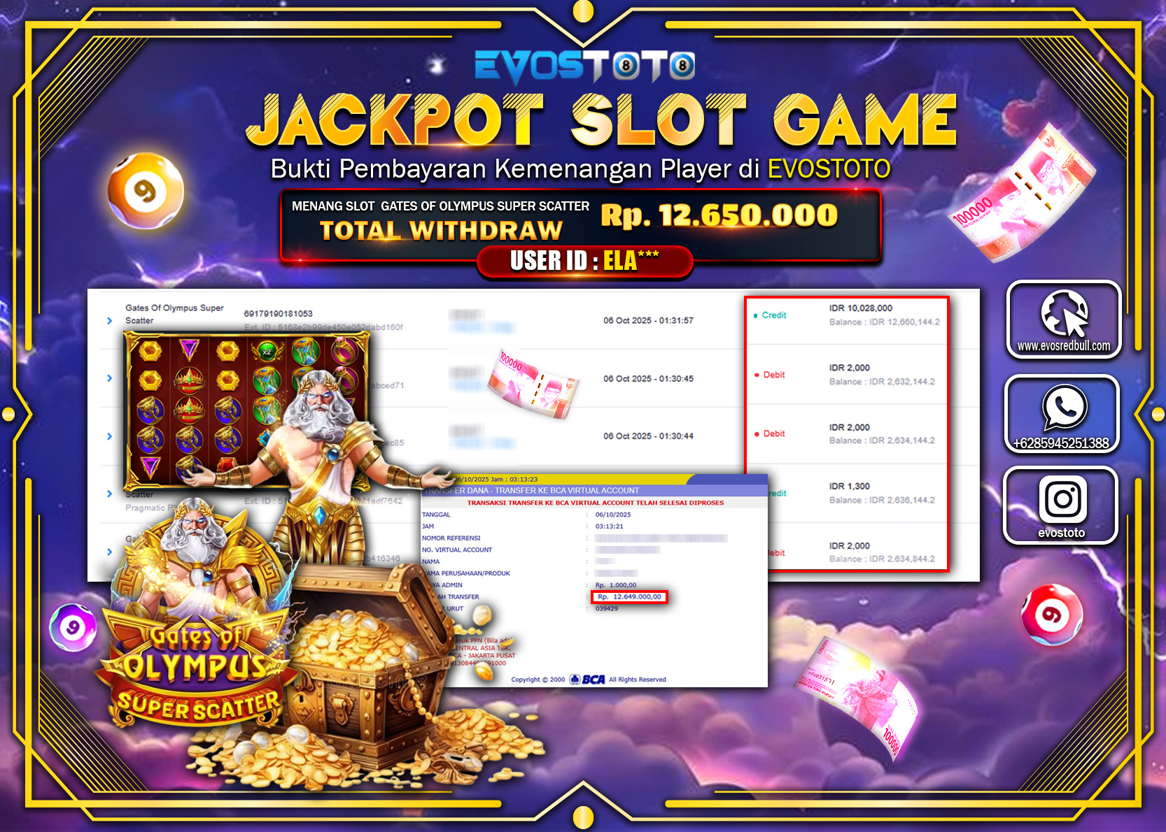 PEMBAYARAN JACKPOT SLOT GATES OF OLYMPUS SUPER SCATTER  Rp12.650.000 DI BAYAR LANGSUNG !