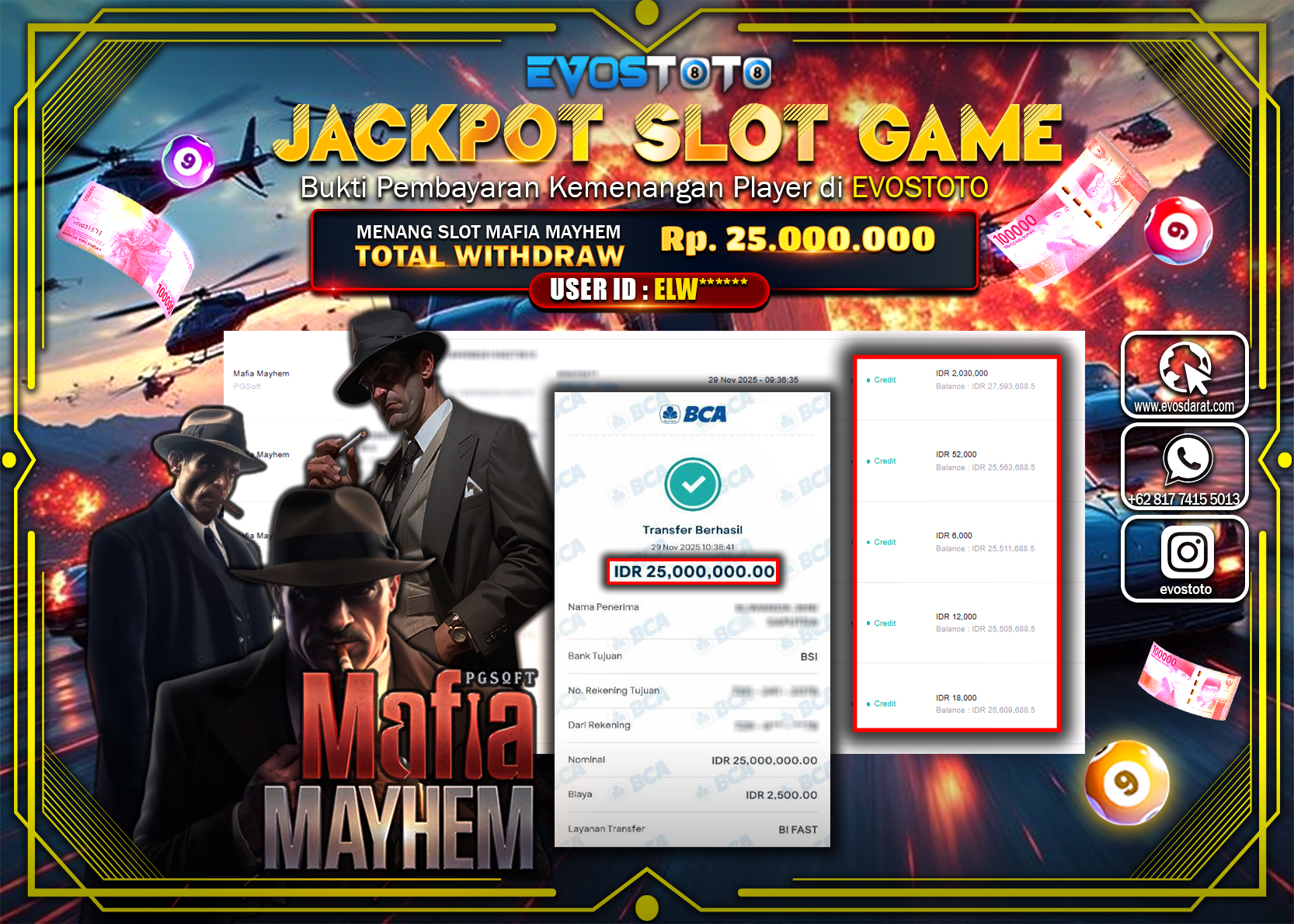 PEMBAYARAN JACKPOT SLOT MAFIA MAYHEM Rp.25.000.000 DI BAYAR LANGSUNG !