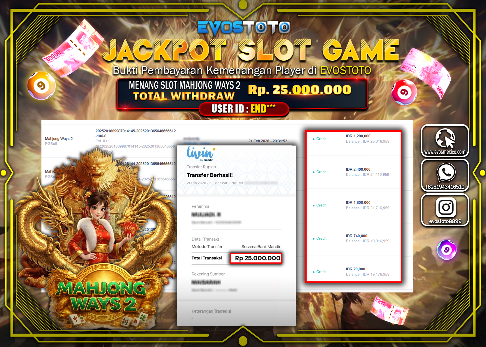 PEMBAYARAN JACKPOT SLOT MAHJONG WAYS 2 Rp.25.000.000 DI BAYAR LANGSUNG !