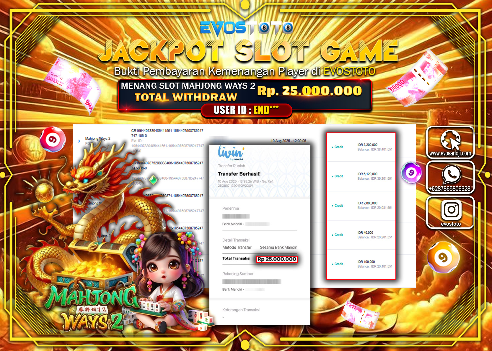 PEMBAYARAN JACKPOT SLOT MAHJONG WAYS 2 Rp25.000.000 DI BAYAR LANGSUNG !
