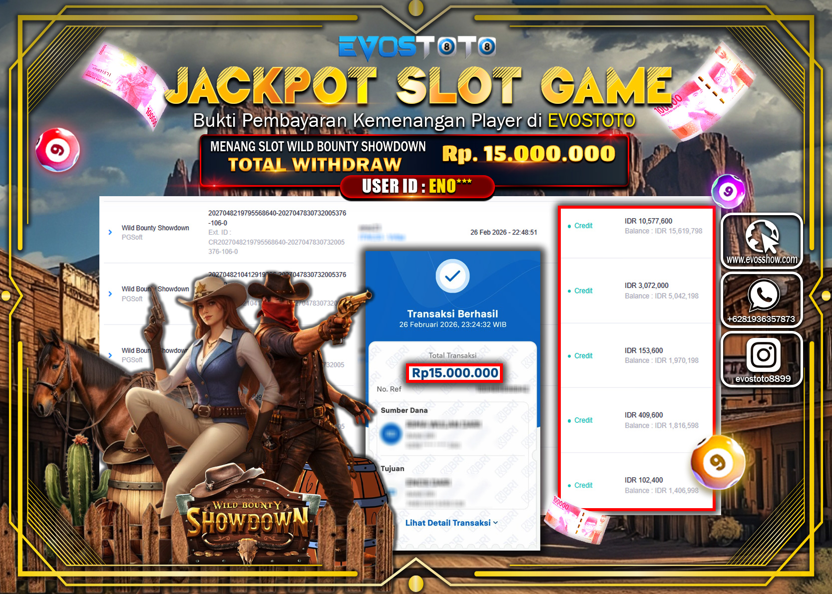 PEMBAYARAN JACKPOT SLOT WILD BOUNTY SHOWDOWN Rp.15.000.000 DI BAYAR LANGSUNG !