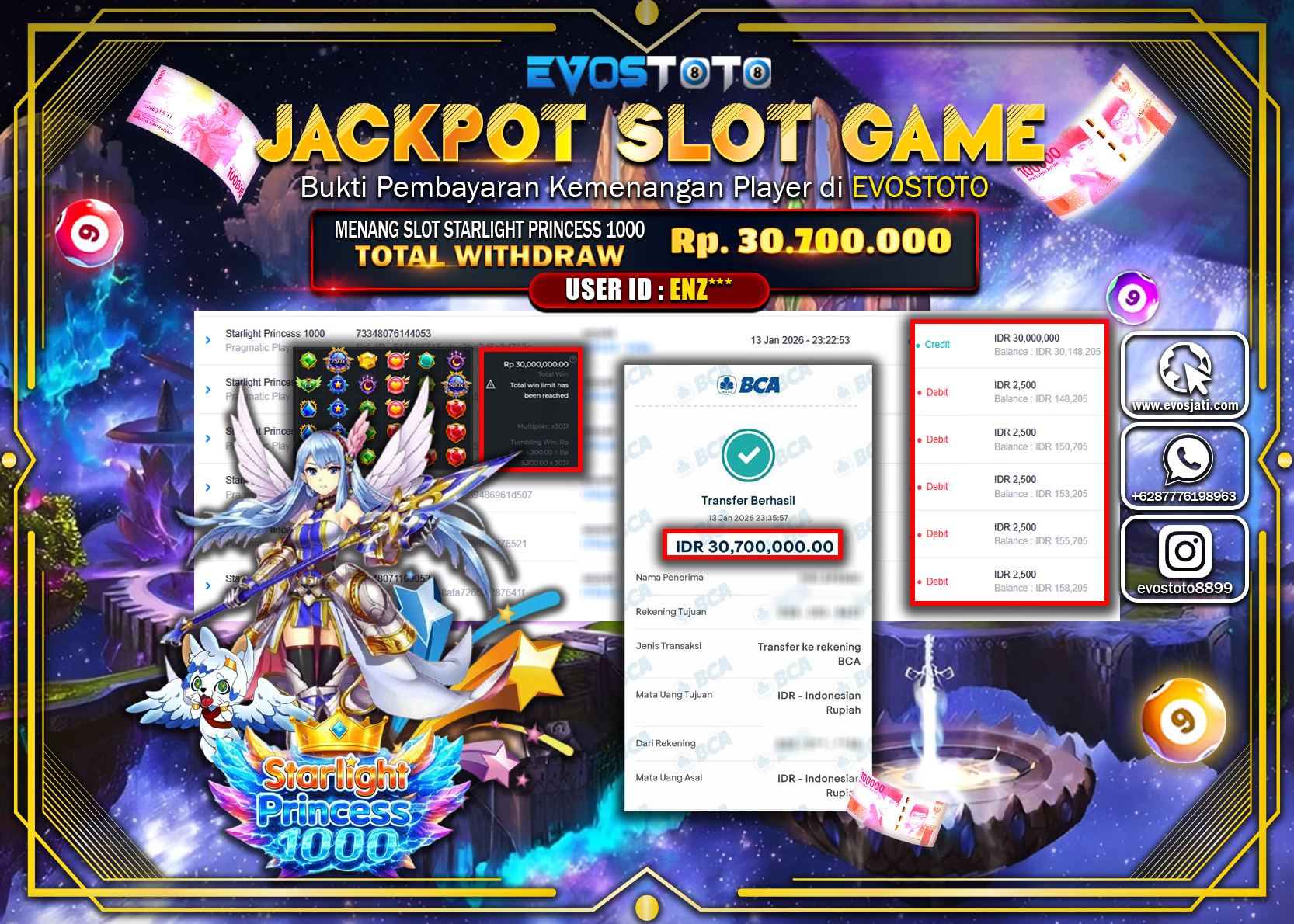 PEMBAYARAN JACKPOT SLOT STARLIGHT PRINCESS 1000 Rp.30.700.000 DI BAYAR LANGSUNG !