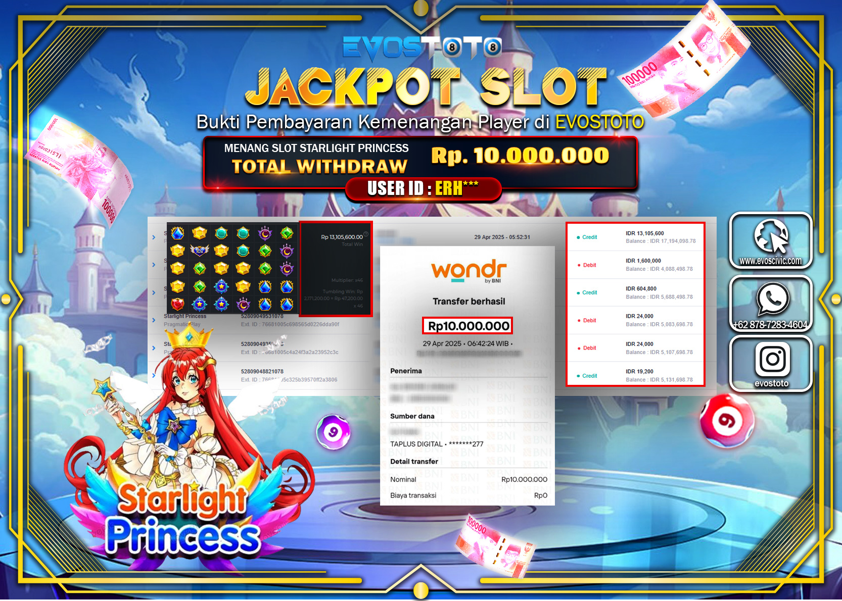 PEMBAYARAN JACKPOT SLOT STARLIGHT PRINCESS 10.000.000 DI BAYAR LANGSUNG !
