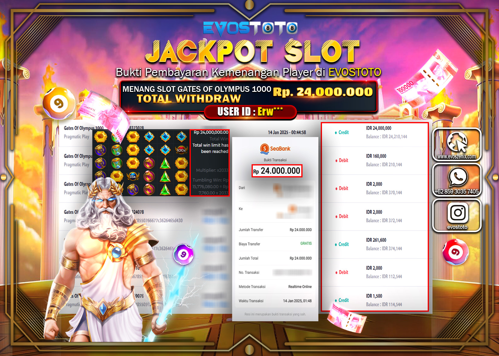 PEMBAYARAN JACKPOT SLOT GATES OF OLYMPUS 1000 Rp.24.000.000 DI BAYAR LANGSUNG !