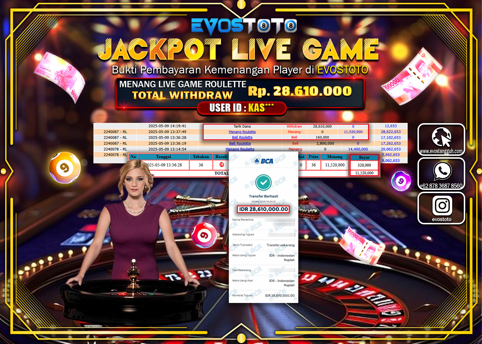 PEMBAYARAN JACKPOT LIVE GAME ROULLATE Rp.28.610.000 DI BAYAR LANGSUNG !