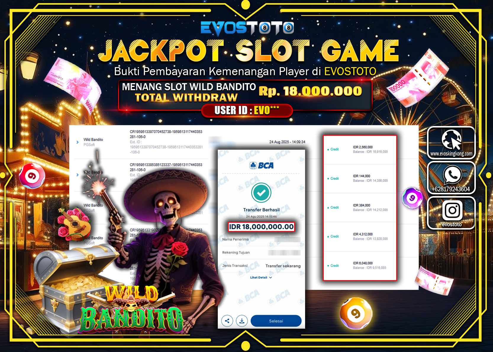 PEMBAYARAN JACKPOT SLOT WILD BANDITO Rp18.000.000 DI BAYAR LANGSUNG !