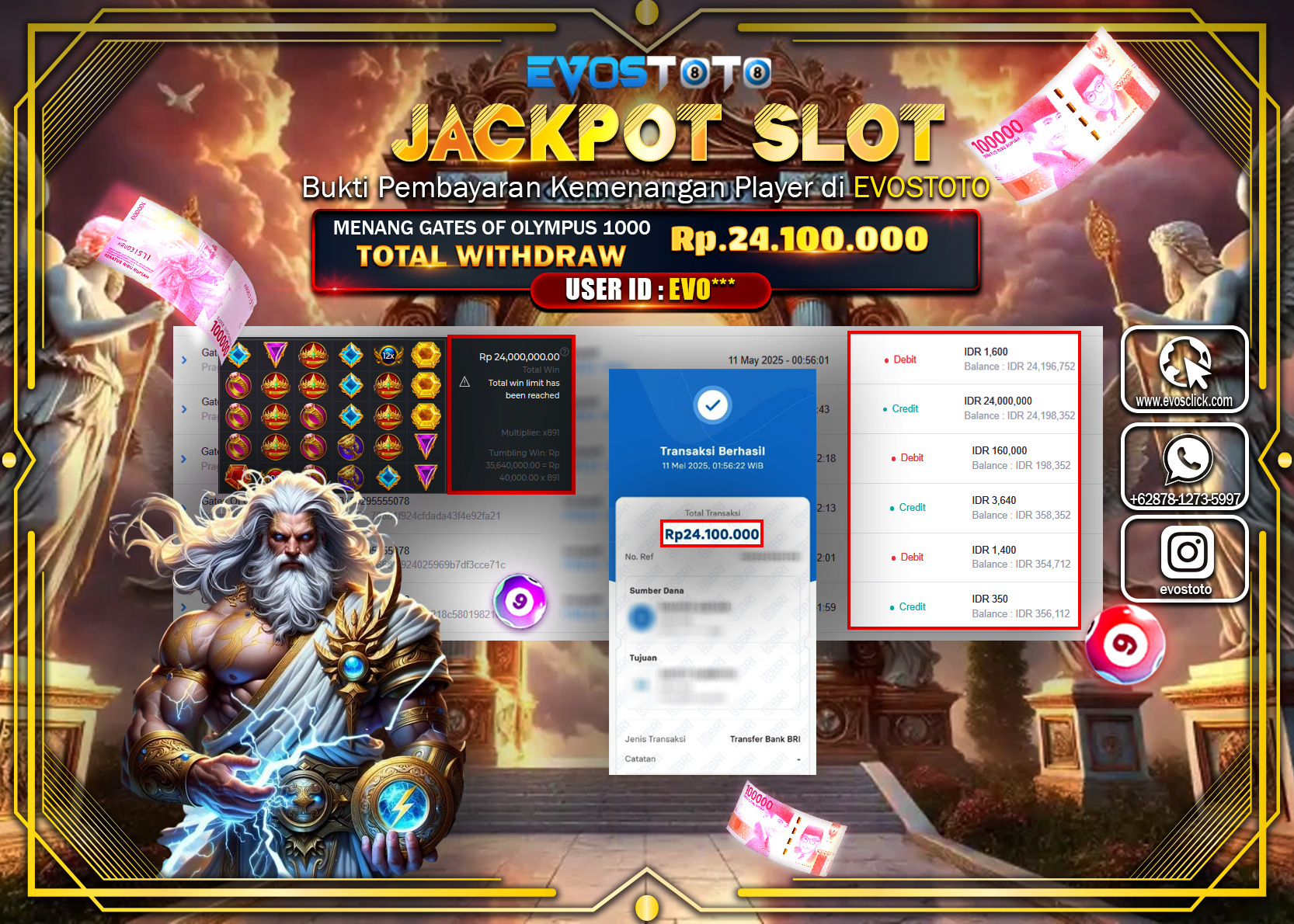 PEMBAYARAN JACKPOT SLOT GATES OF OLYMPUS 1000  Rp24.100.000 DI BAYAR LANGSUNG !