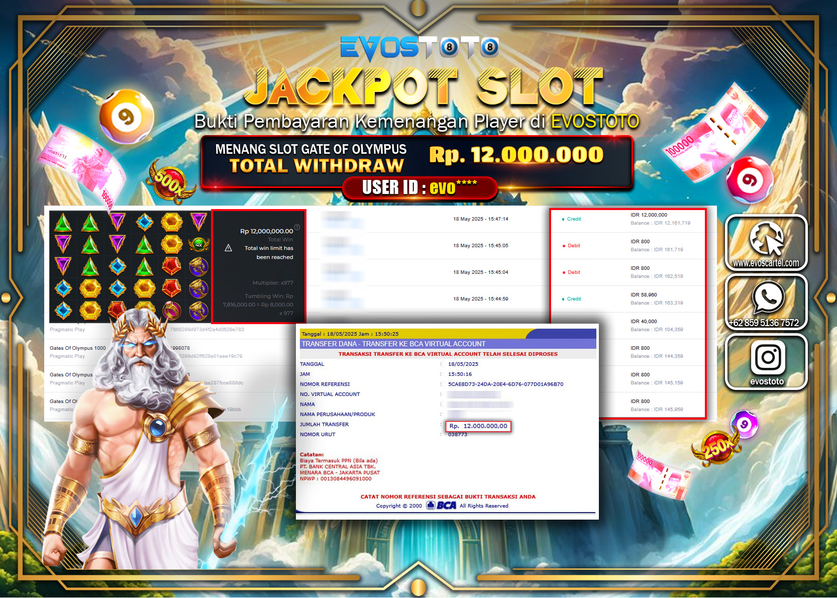 PEMBAYARAN JACKPOT SLOT GATES OF OLYMPUS Rp12.000.000 DI BAYAR LANGSUNG !