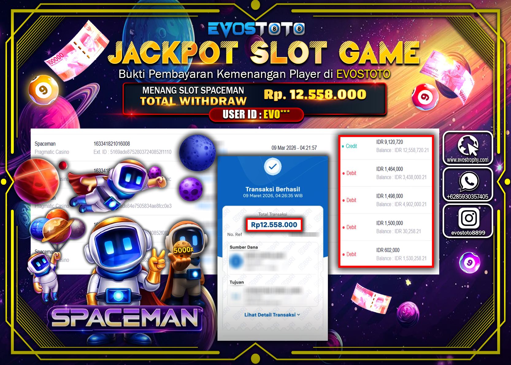 PEMBAYARAN JACKPOT SLOT SPACEMAN  Rp.12.558.000 DI BAYAR LANGSUNG !