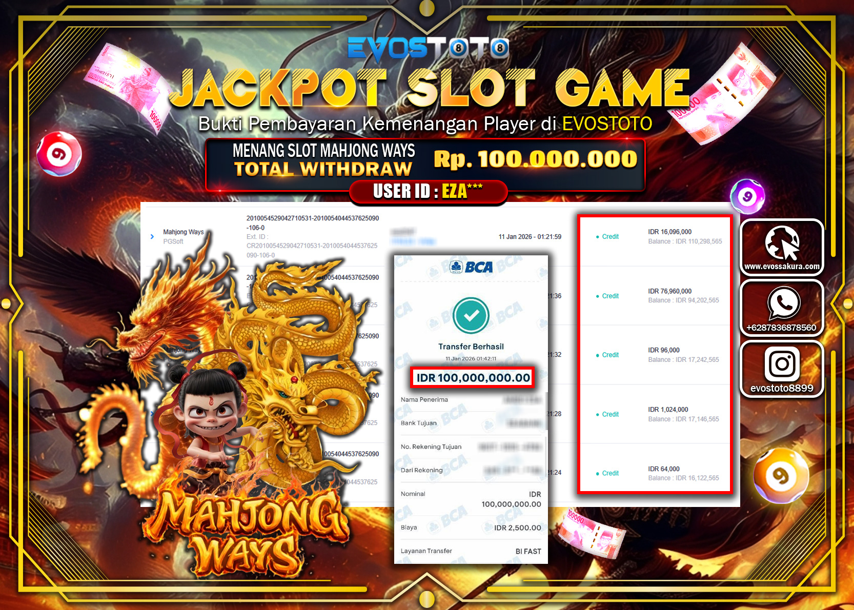 PEMBAYARAN JACKPOT SLOT MAHJONG WAYS Rp.100.000.000 DI BAYAR LANGSUNG !