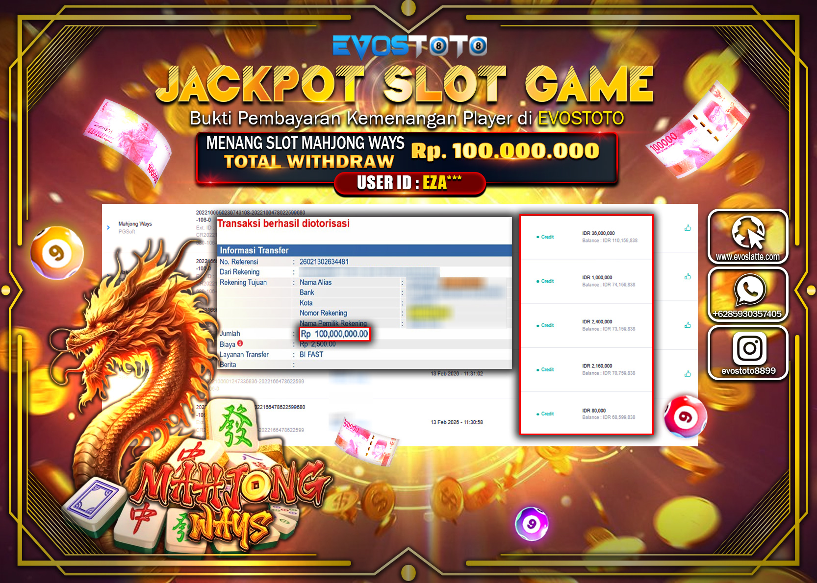 PEMBAYARAN JACKPOT SLOT MAHJONG WAYS Rp.100.000.000 DI BAYAR LANGSUNG !