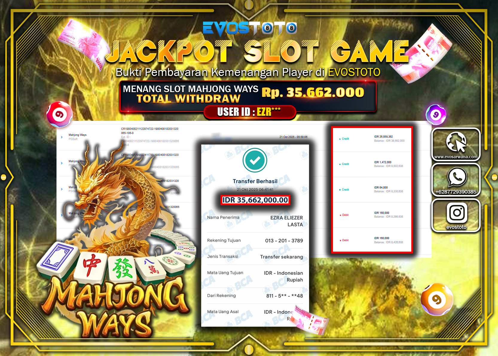 PEMBAYARAN JACKPOT SLOT MAHJONG WAYS Rp35.662.000 DI BAYAR LANGSUNG !