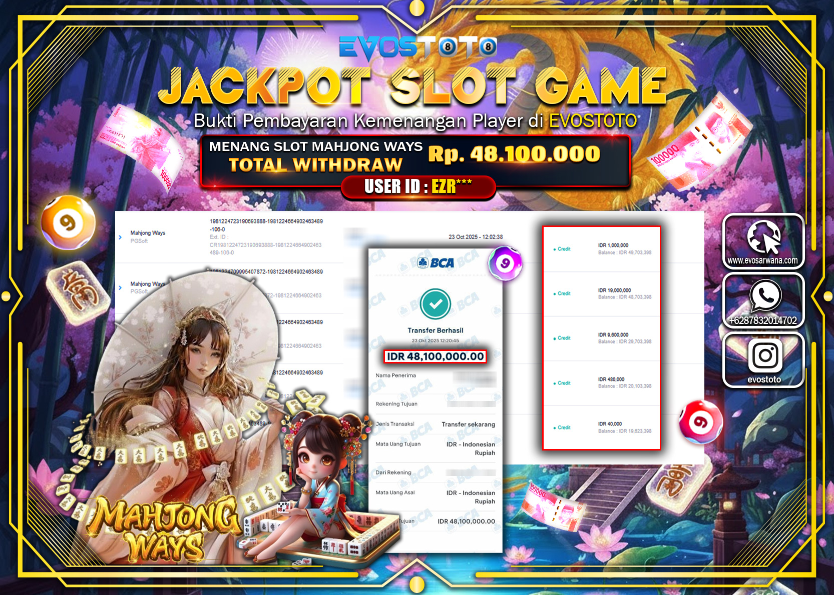 PEMBAYARAN JACKPOT SLOT MAHJONG WAYS Rp48.100.000 DI BAYAR LANGSUNG !