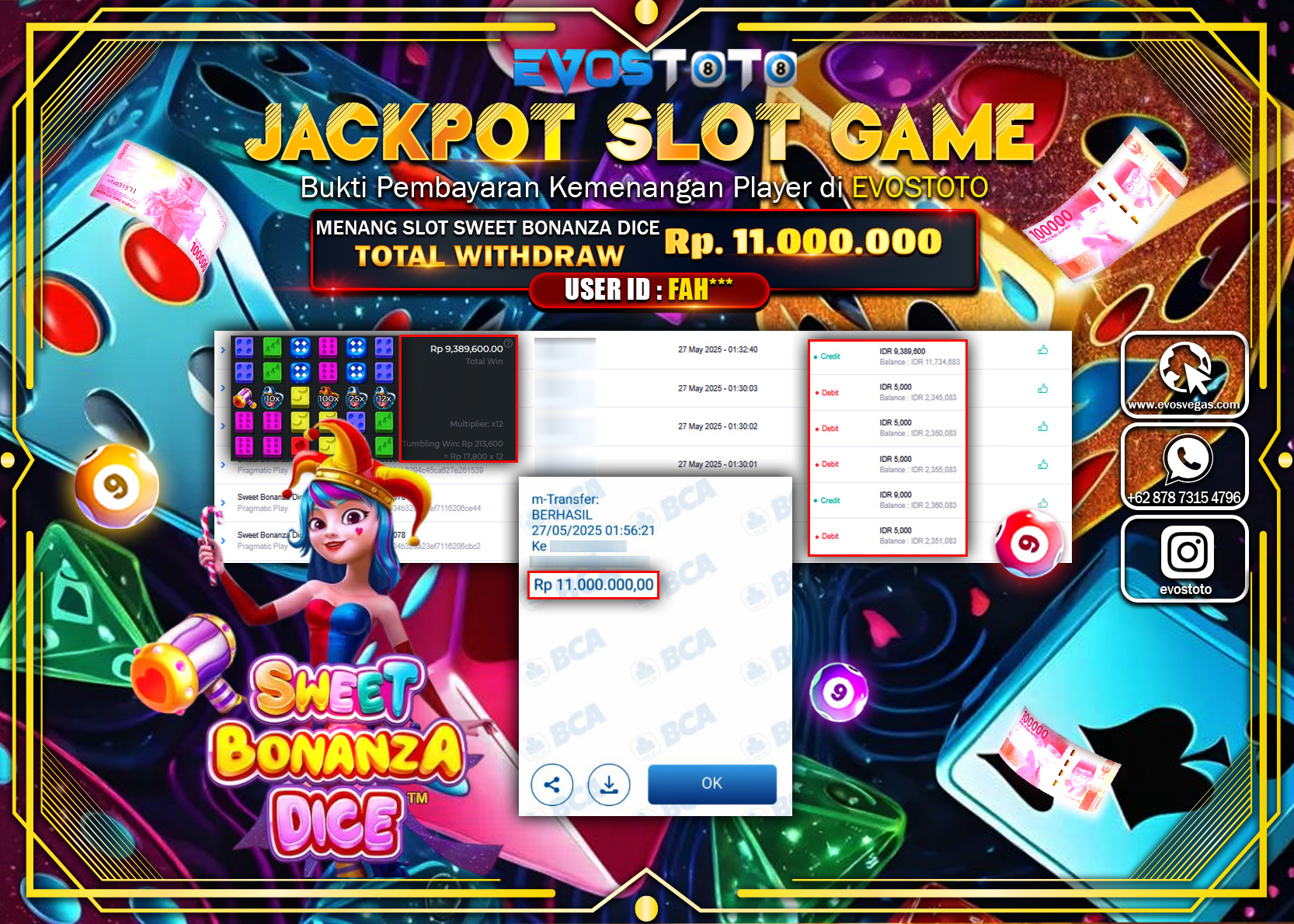 PEMBAYARAN JACKPOT SLOT SWEET BONANZA DICE Rp11.000.000 DI BAYAR LANGSUNG !