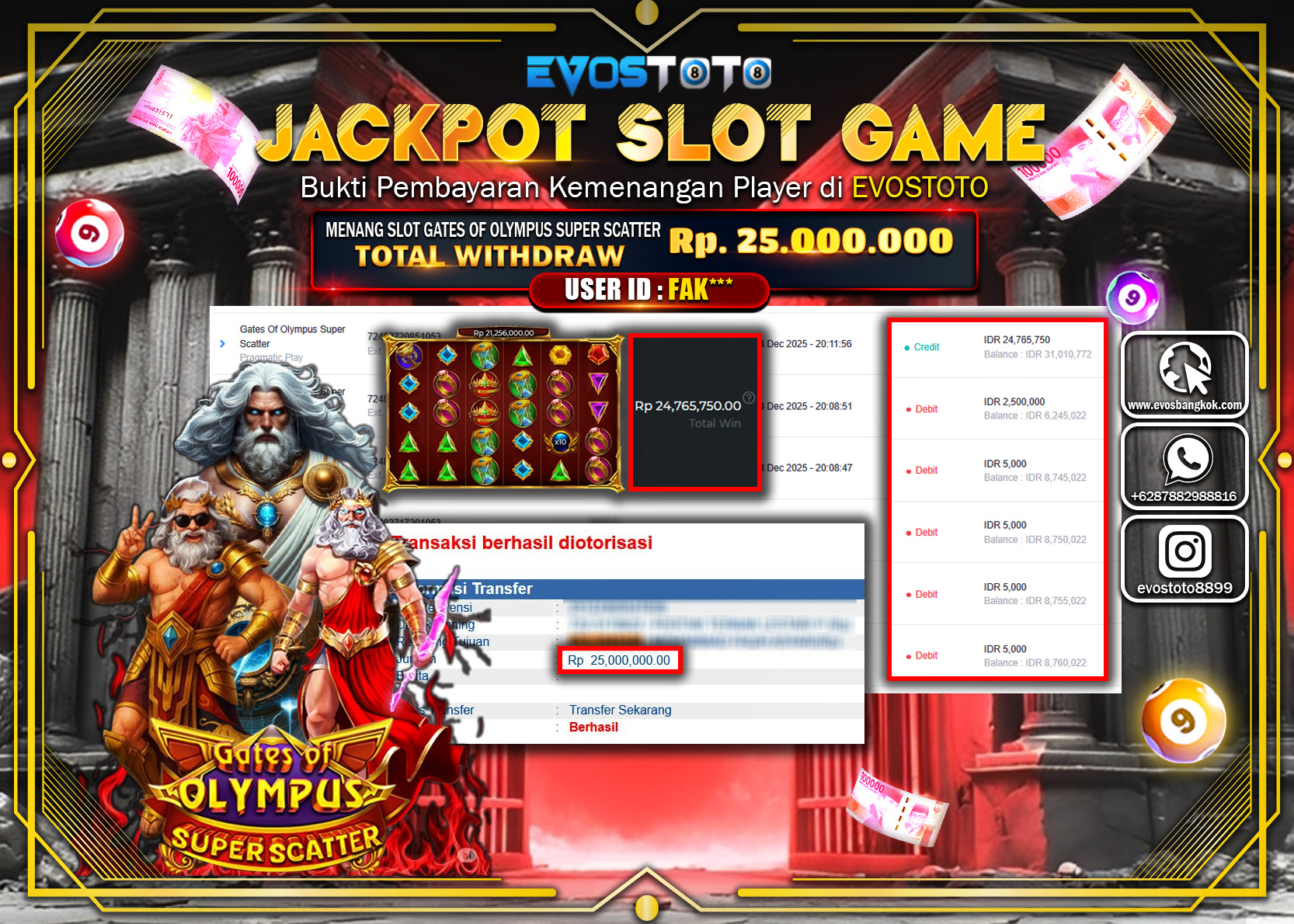 PEMBAYARAN JACKPOT SLOT GATES OF OLYMPUS SUPER SCATTER Rp.25.000.000 DI BAYAR LANGSUNG !