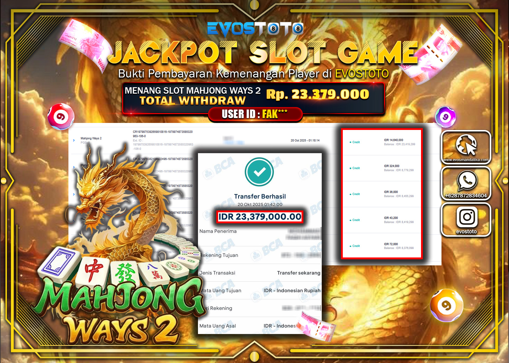 PEMBAYARAN JACKPOT SLOT MAHJONG WAYS 2 Rp23.379.000 DI BAYAR LANGSUNG !