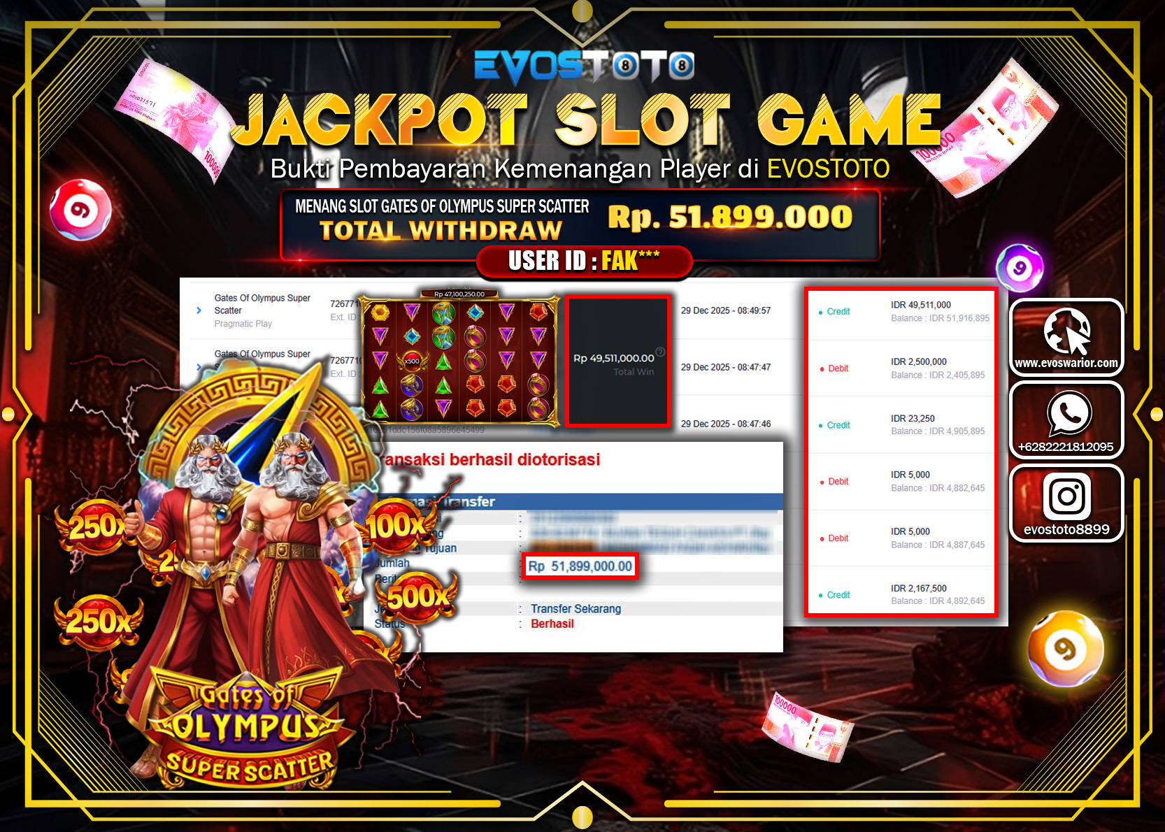 PEMBAYARAN JACKPOT SLOT GATES OF OLYMPUS SUPER SCATTER Rp.51.899.000 DI BAYAR LANGSUNG !