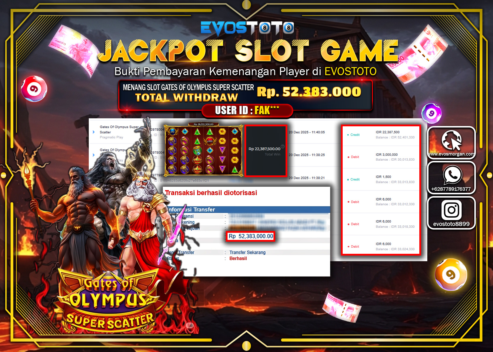 PEMBAYARAN JACKPOT SLOT GATES OF OLYMPUS SUPER SCATTER Rp.52.383.000 DI BAYAR LANGSUNG !