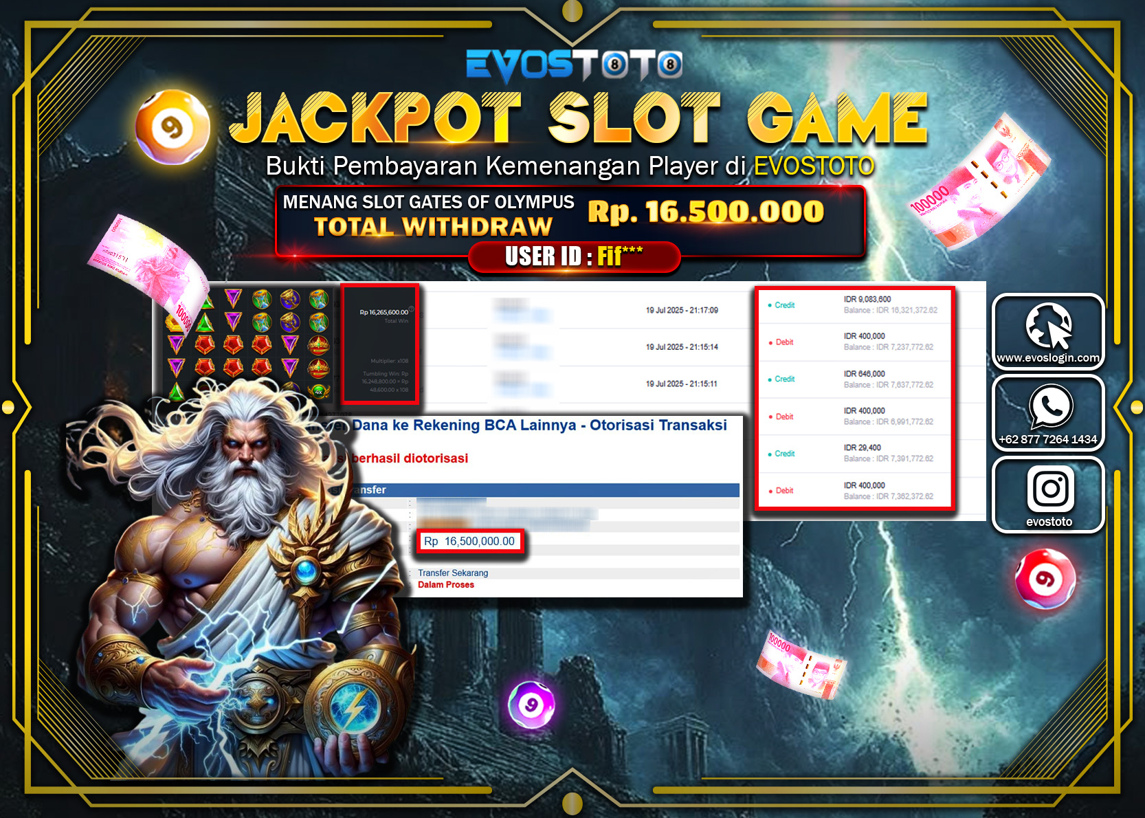 PEMBAYARAN JACKPOT SLOT GATES OF OLYMPUS  Rp.16.500.000 DI BAYAR LANGSUNG !