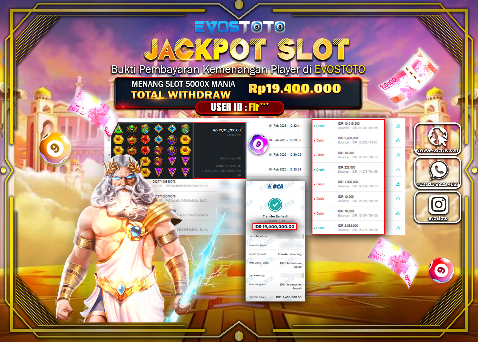 PEMBAYARAN JACKPOT SLOT 5000X MANIA Rp.19.400.000 DI BAYAR LANGSUNG !