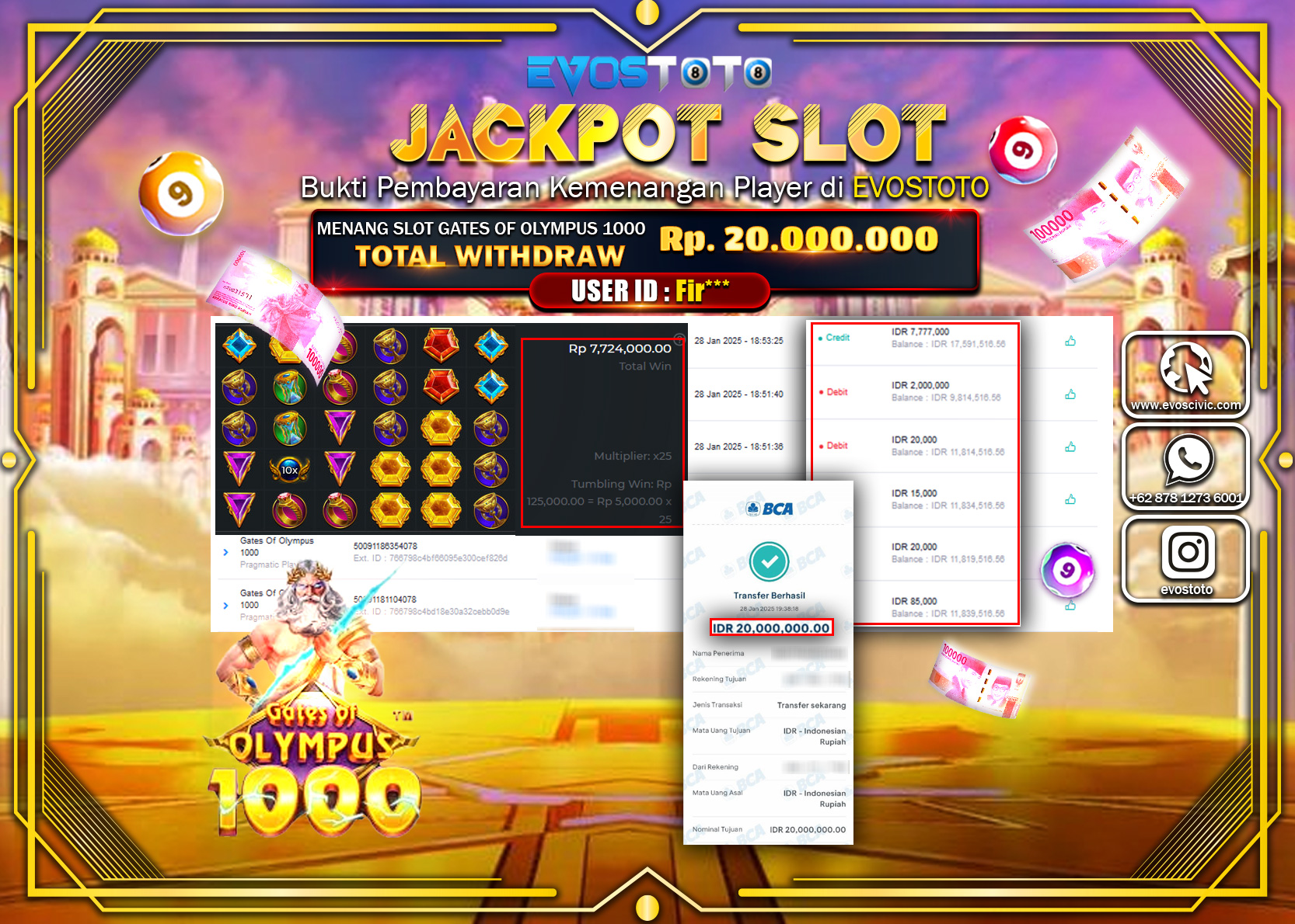 PEMBAYARAN JACKPOT GATES OF OLYMPUS 1000 Rp.20.000.000 DI BAYAR LANGSUNG !